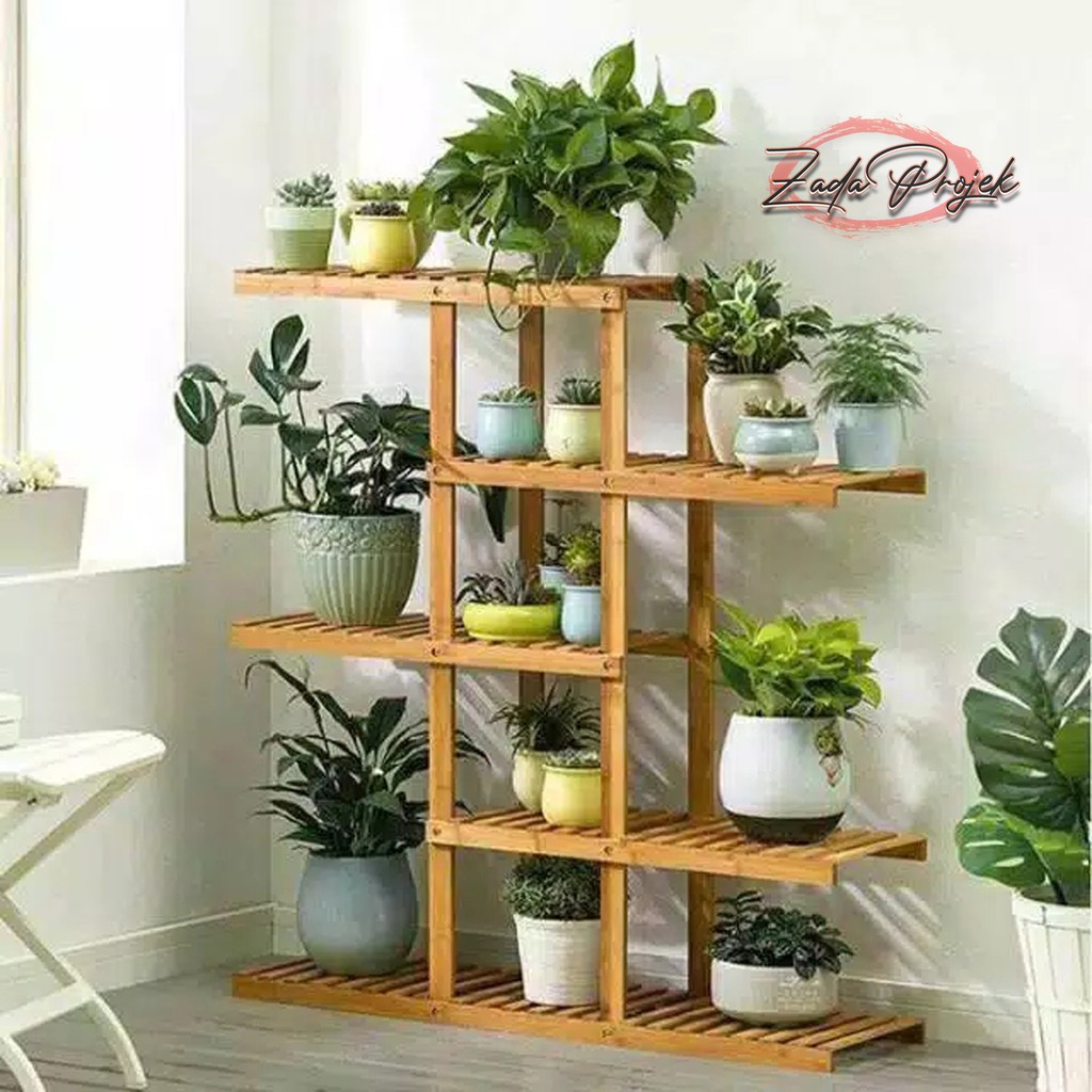 Rak Bunga shelf plant Rak Kayu 11 tatakan Mudah dirakit