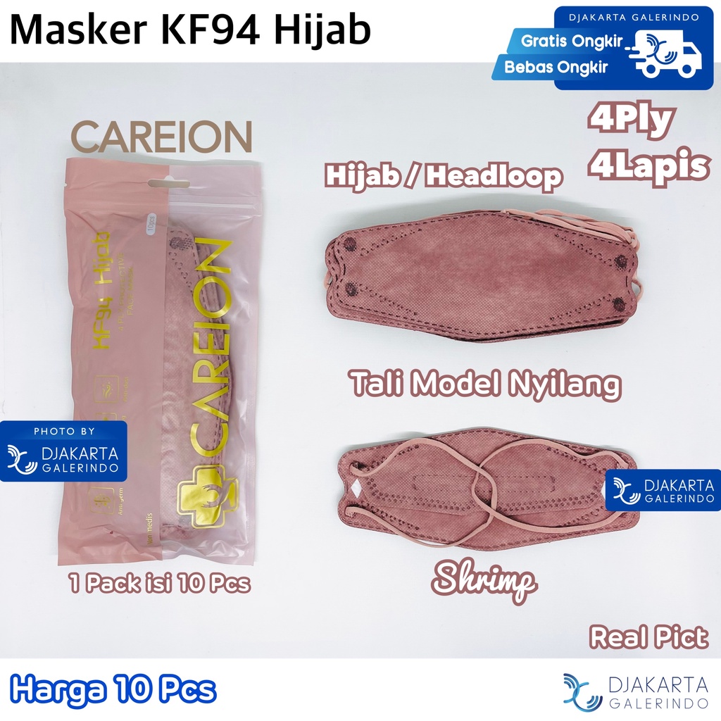 Masker KF94 Hijab / KF94 Headloop 4PLY Korea KPOP isi 10Pcs