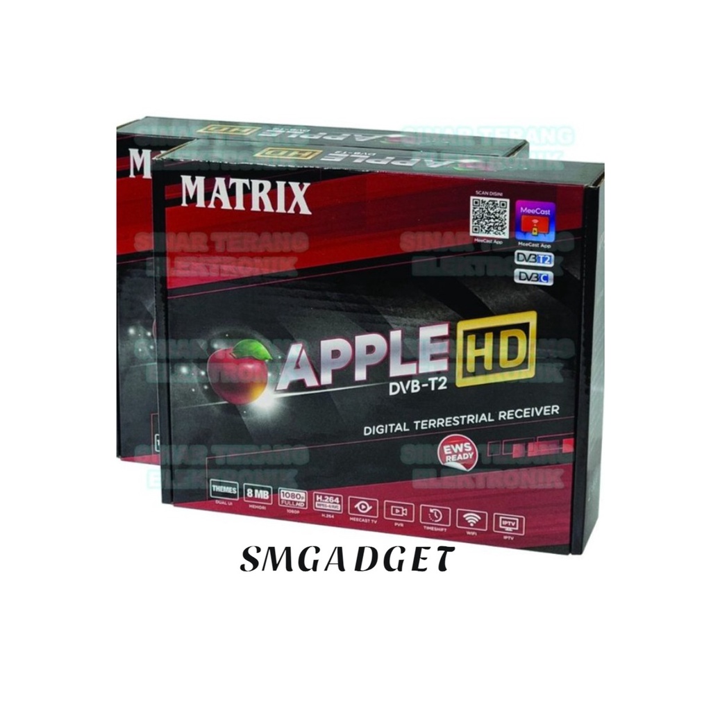 STB TV DIGITAL Stb Digital TV Tuner Set Top Box Receiver Matrix Merah DVBT-2 APPLE HD berkualitas be