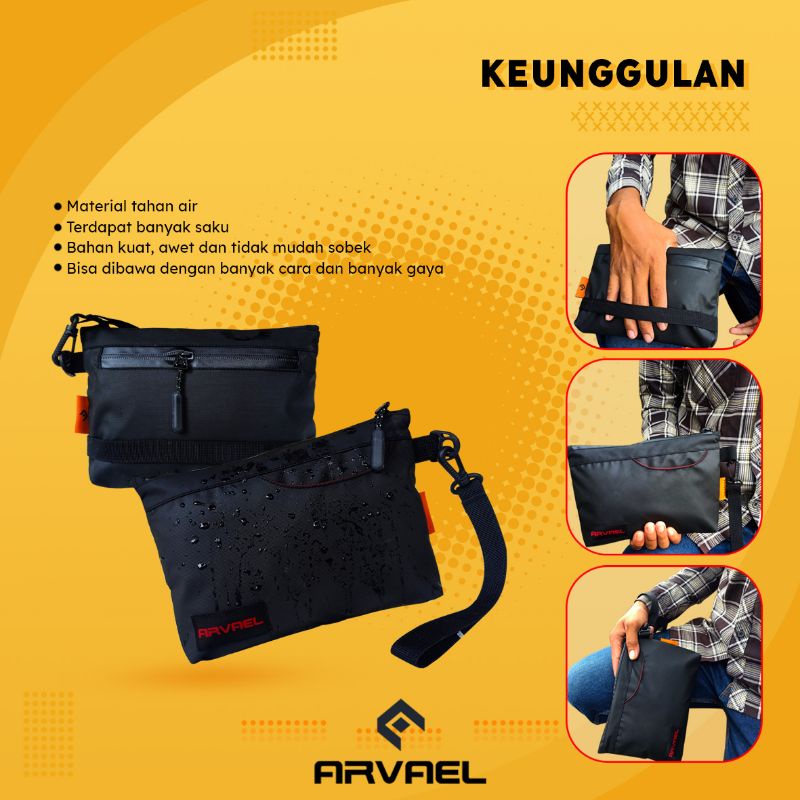 Tas Tangan Pria Clutch Bag Anti Air Premium Pria Wanita Kerja Kantor Arvael Jons