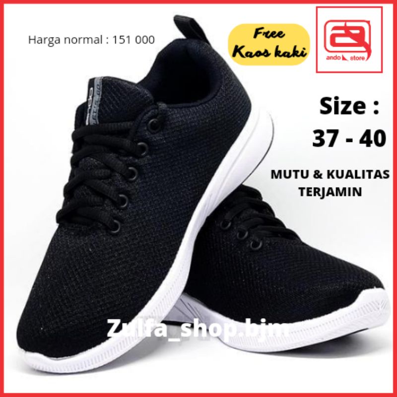 SEPATU ANDO ORIGINAL ANAK HITAM PUTIH BEST SELLER (FREE KAOS KAKI) - ELSIE 37-40 Hitam Putih - Sepat