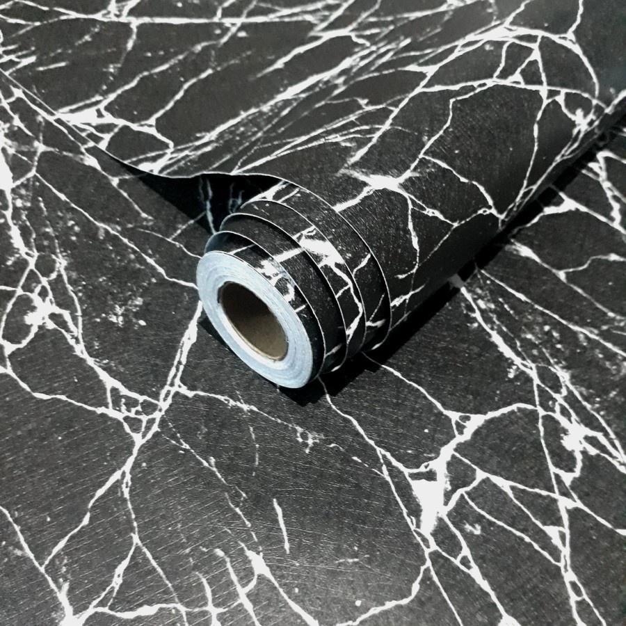 wallpaper marmer hitam corak putih