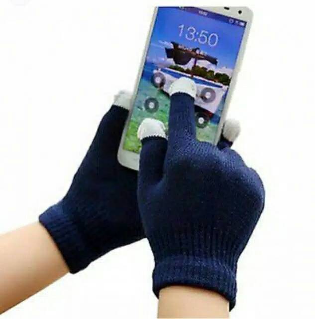 Sarung Tangan Motor TouchScreen Rajut Smart Phone Warna Polos Unisex Pria Wanita Hand Gloves Igloves