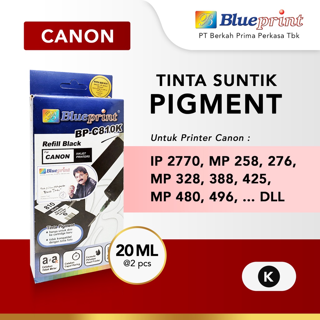 Tinta Suntik Refill Pigment BLUEPRINT BP-810K untuk Printer Canon - Black