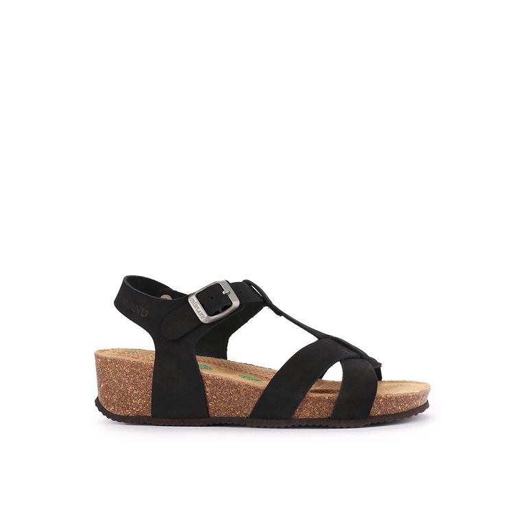 SANDAL SLIDE KULIT GRUNLAND WANITA ORIGINAL SLINGBACK FLAT HITAM GRW03