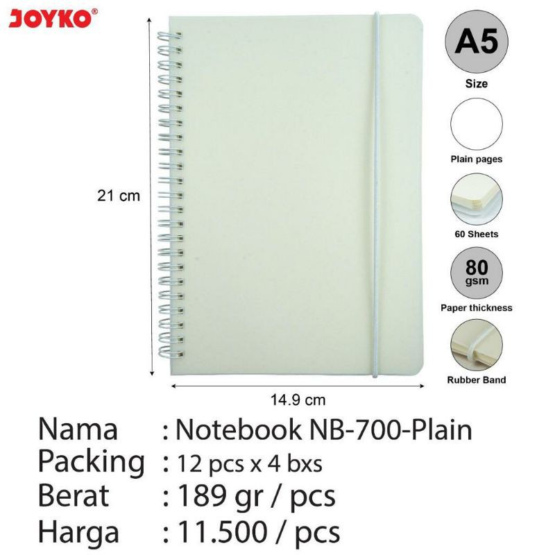 

Joyko Note Book NB-700 Plain( tertera harga 2 pcs 26000)