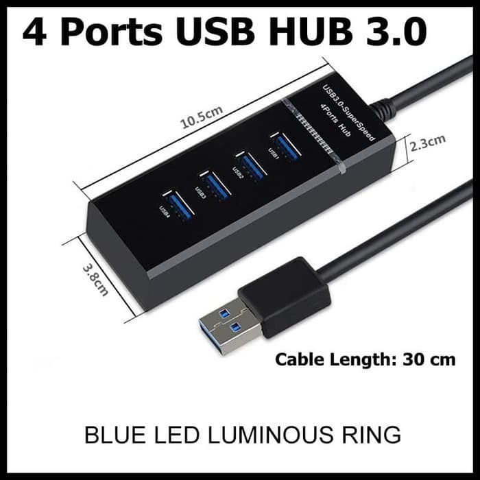 High Speed 4 Ports USB HUB 3.0 Adapter 5Gbps for Laptop PC 303 Black