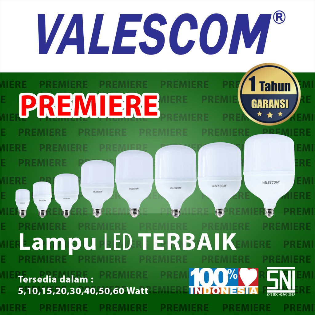 Lampu LED bergaransi lampu kapsul premier 5 10 15 20 30 40 50 60 watt valescom/ LED hannock