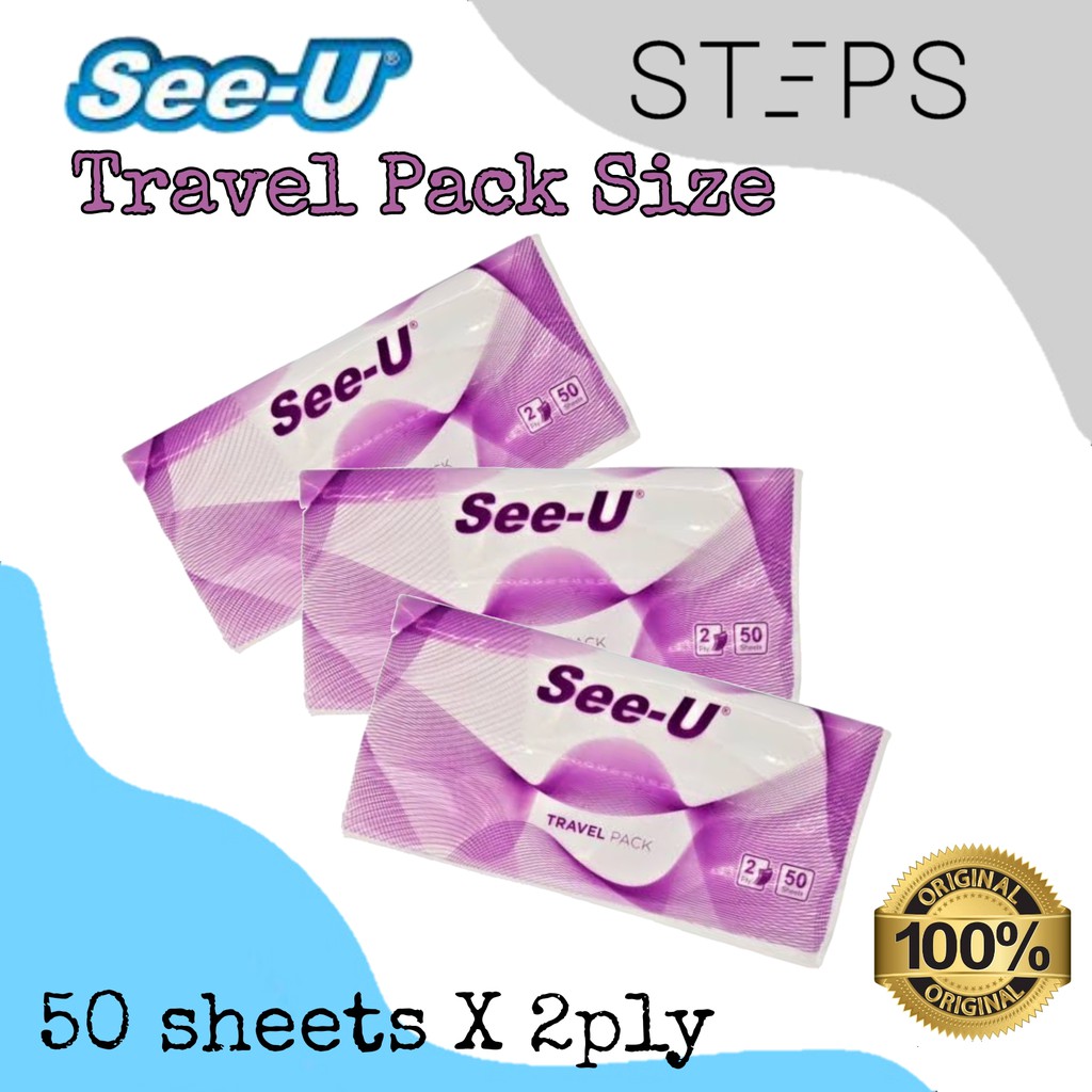 TISSUE TRAVEL TISU TRAVEL SEE U TISSUE MURAH PACK TISSU SEE-U [50 Sheet/2 Ply]