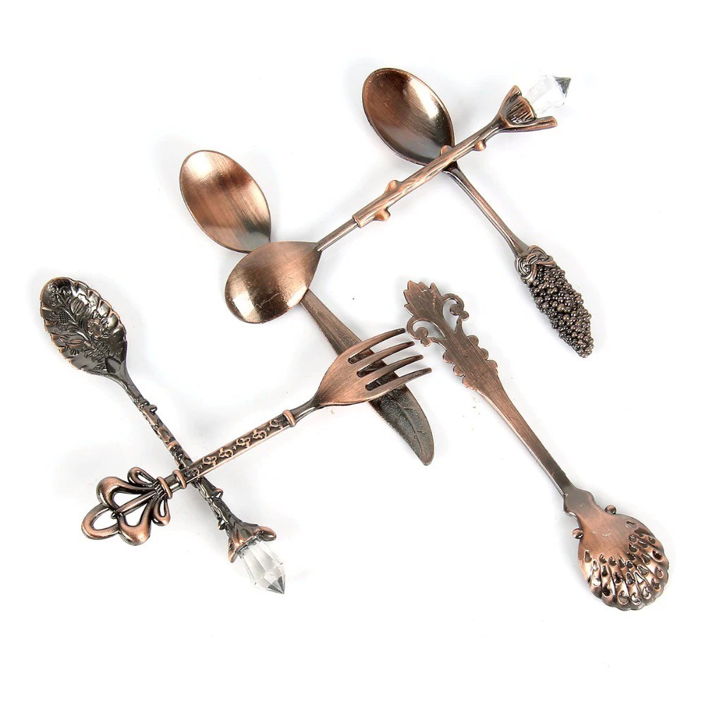 Set Sendok Garpu Teh Vintage Teaspoon Fork Royal Style