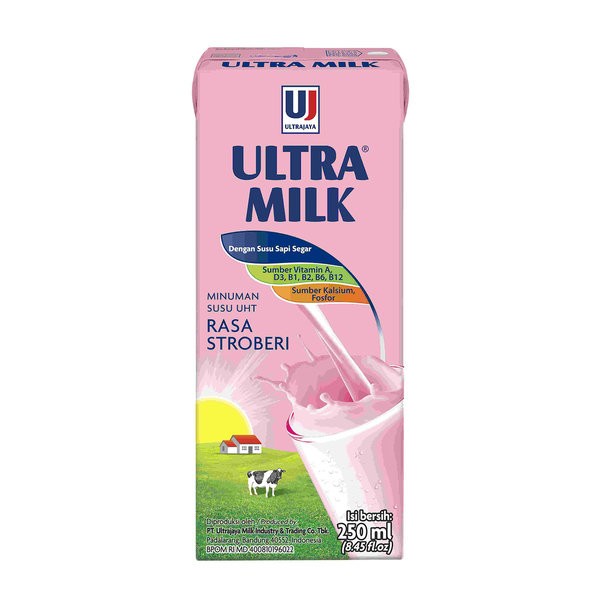 ULTRA MILK 250ML Susu UHT Ultramilk Rasa Coklat / Strawberi / Full Cream Vanilla 250ml, 1 Dus isi 24 Psc