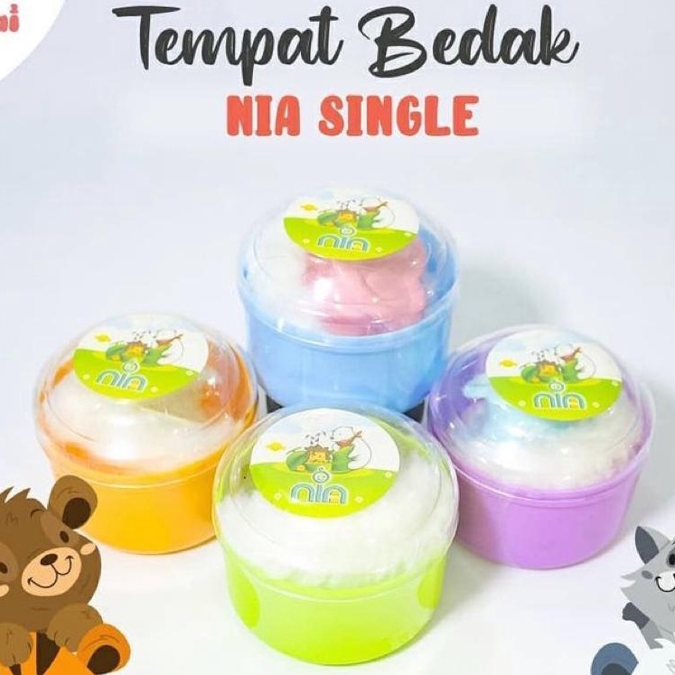 nia tempat bedak isi 1 anti pecah bonus puff