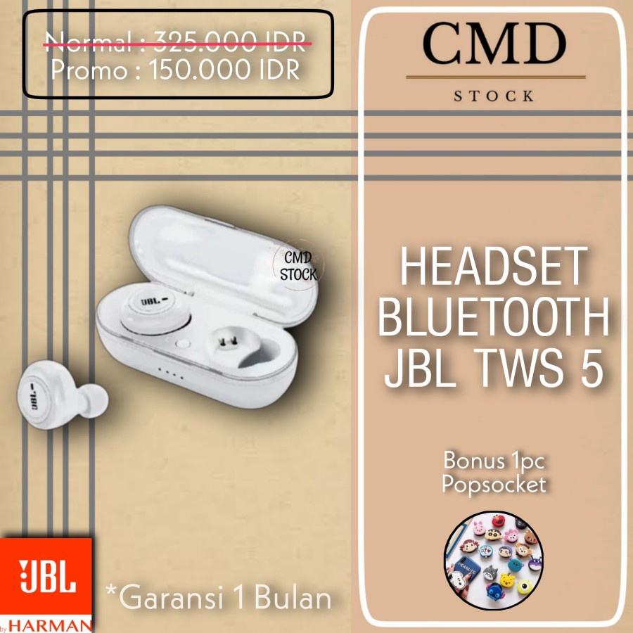 JBL TWS 5 Headset Bluetooth Super Bass Wireless Earphone By Harman Original