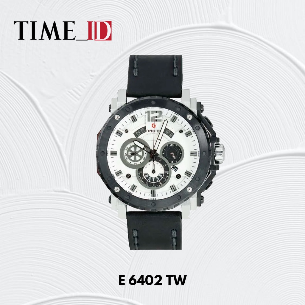 Jam Tangan Expedition E 6402 SILVER WHITE LEATHER PRIA
