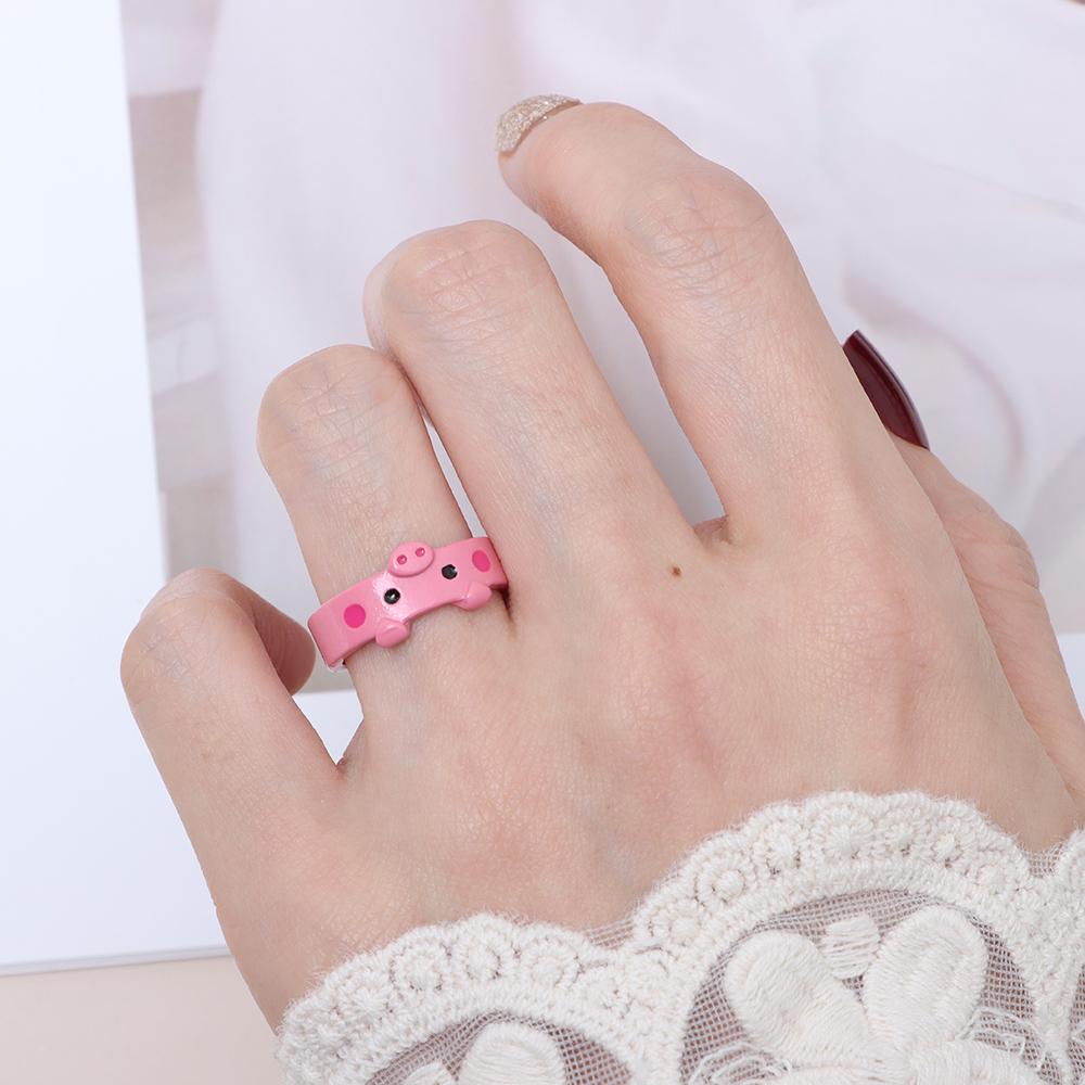 Lily Pig Cincin Wanita Pria Fashion Retro Unisex Vintage Kreatif Hewan