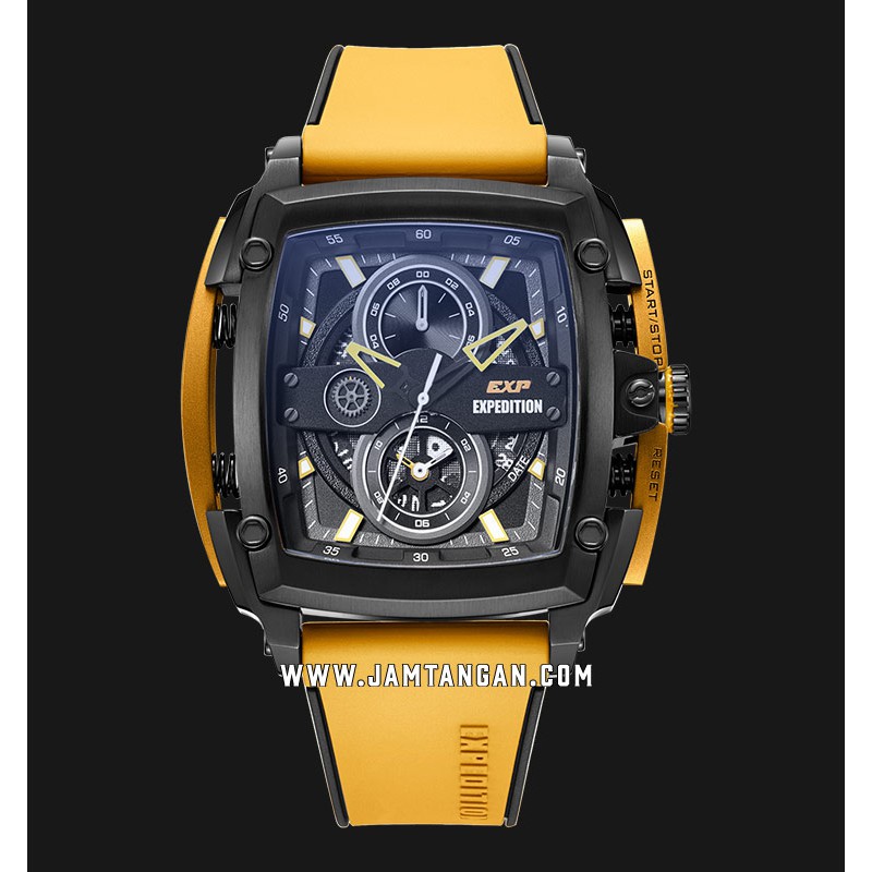 Expedition E 3008 MC RIPBAYL Chronograph Men Black Dial Yellow Rubber Strap