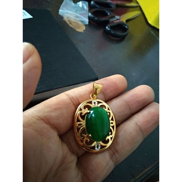 Liontin Wanita Batu Akik Titanium Gold Emas