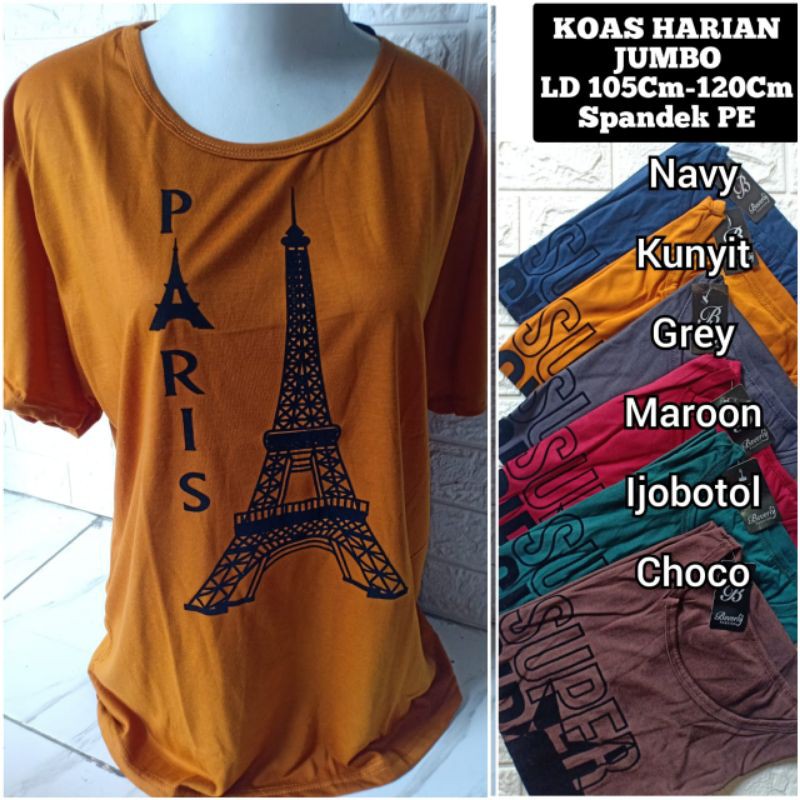 Kaos Jumbo Wanita Harian Spandex PE