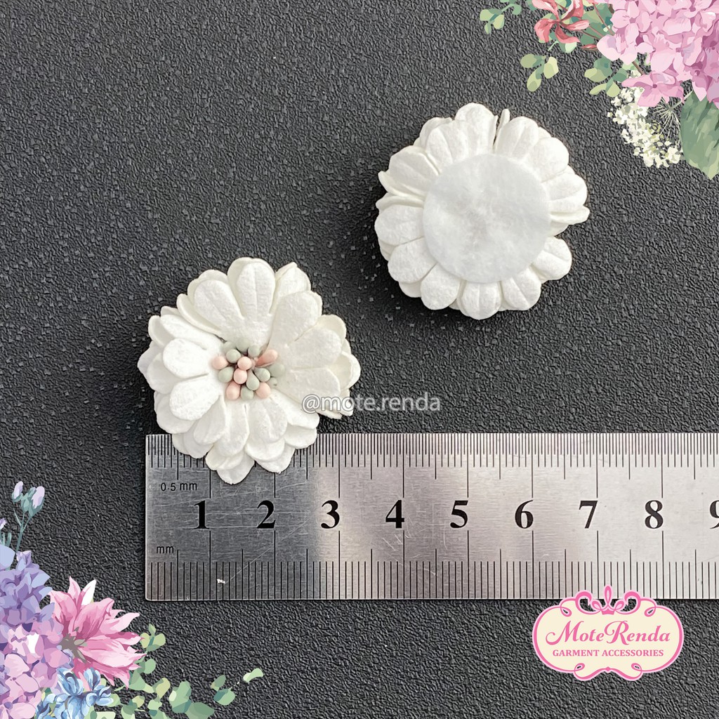 Aplikasi bunga mini peony, lebar 3cm kode 7VVS30