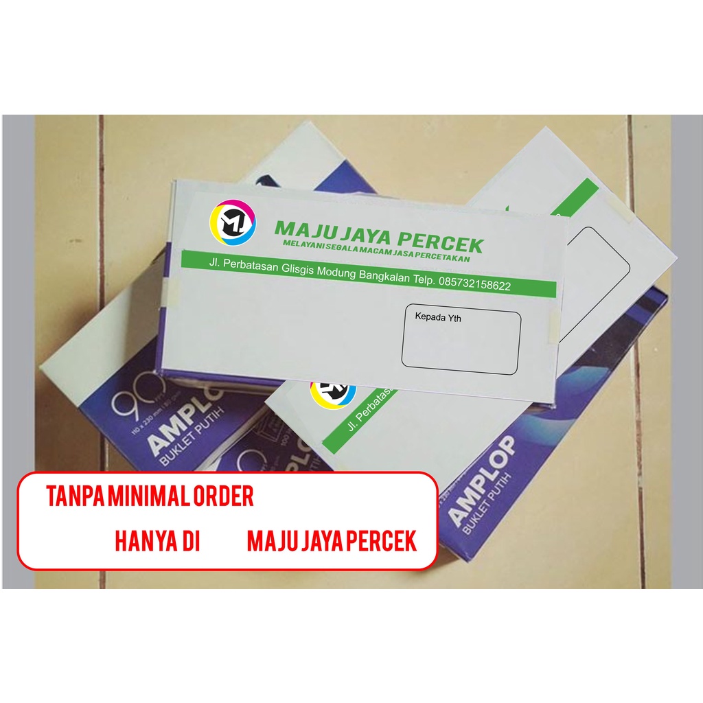 Satuan Cetak Amplop Kop Surat Custom 11x23 Cm Putih
