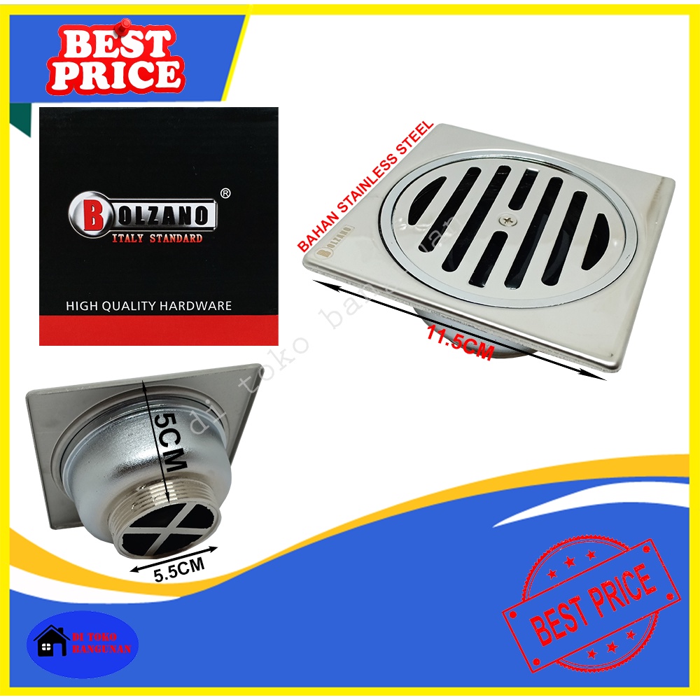 Saringan Got Kamar Mandi Stainless Steel Bolzano Floor Drain 11.5Cm