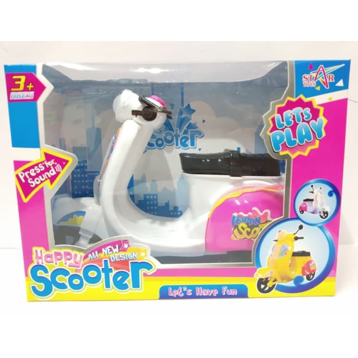 Mainan Anak LakiLaki dan Perempuan Motor Vespa Happy Scooter Putih