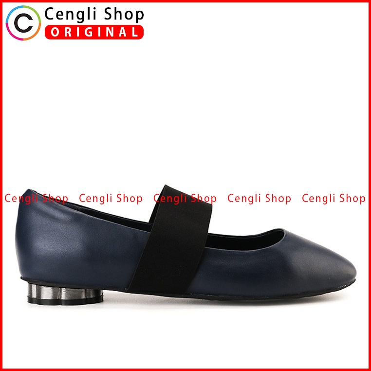 SEPATU FLAT KULIT OBERMAIN WANITA ORIGINAL ASLI TERBARU BIRU NAVY OW26