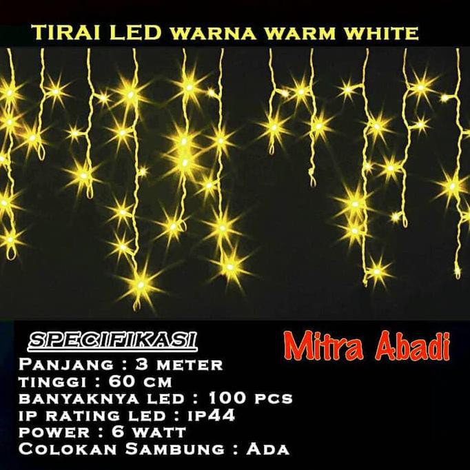 Lampu Natal Tirai Led Warm White