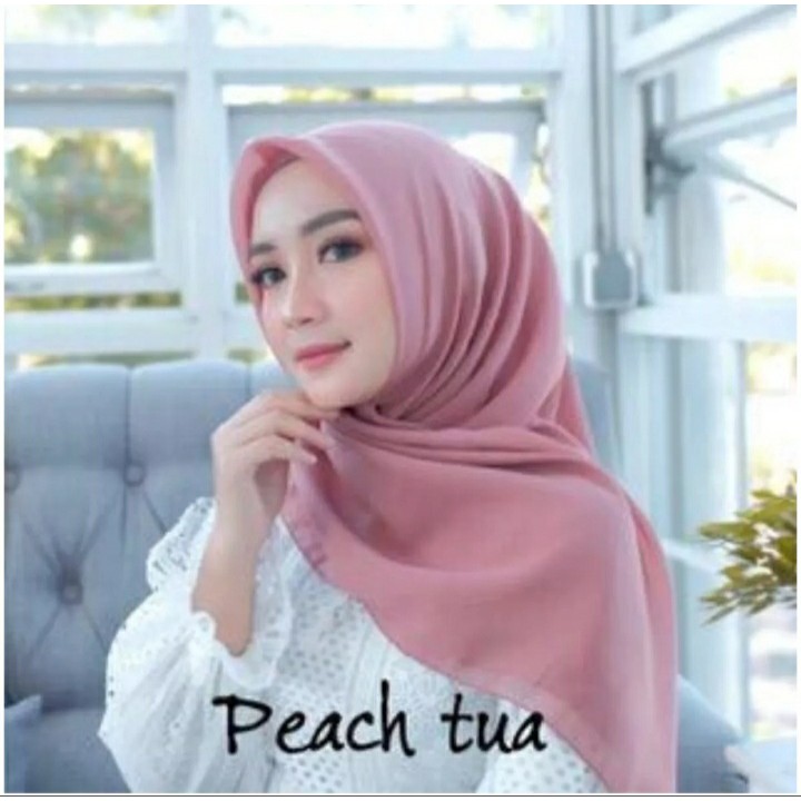 HIJAB SEGI EMPAT POLOS/JILBAB SEGI EMPAT/KERUDUNG BELLA SQUARE/KHIMAR BELLA POLLYCOTTON PREMIUM /110X110CM-7
