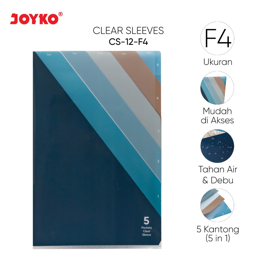 

MAP L dengan 5 KANTONG JOYKO CS-12F4 | CLEAR SLEEVES | MAP PLASTIK FOLIO