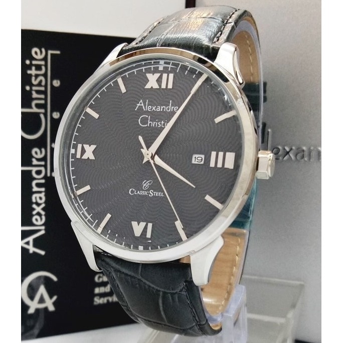 ALEXANDRE CHRISTIE WATCH AC 8457 PRIA SILVER BLACK ORIGINAL