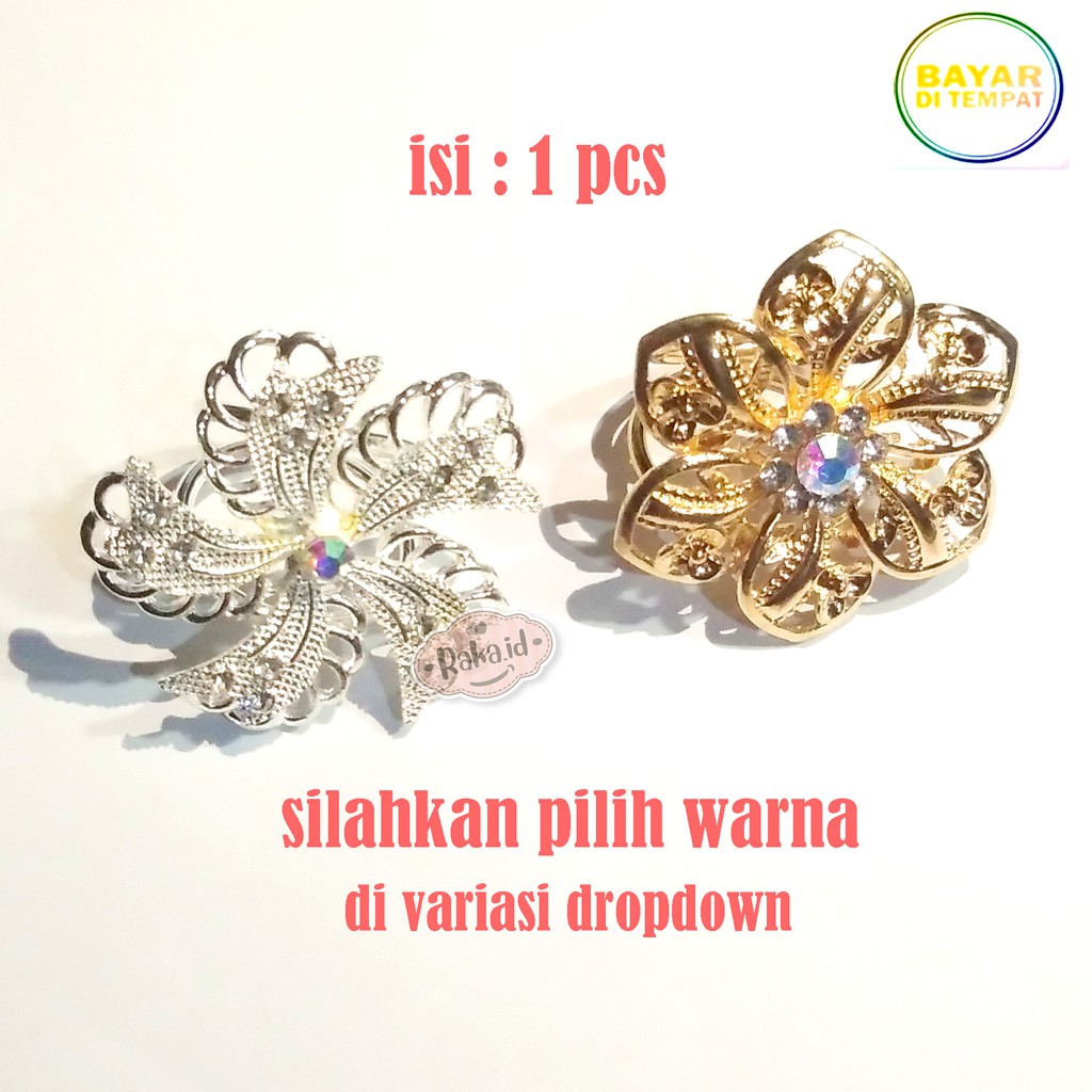 Raka Acc - 1 PCS RING HIJAB MODEL BUNGA AKSESORIS HIJAB / BROOCH / BROS HIJAB JILBAB