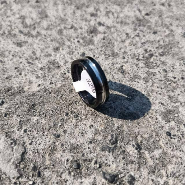 Cincin couple Hitam Titanium Stainless steel list dalam anti karat selamanya Ring Fashion