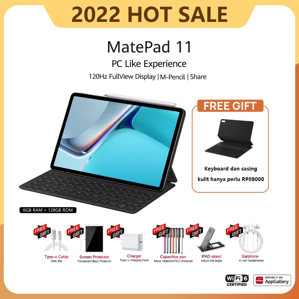 Ready Stock Tablet PC MatePad 11 Tablet 10.1inch [12+512GB] + Smart Keyboard | 120 Hz FullView Display | Eye Protection | Tablet android