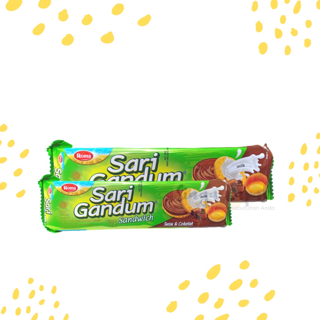 Biskuit Roma Sari Gandum Sandiwch Coklat dan Susu 115 gr