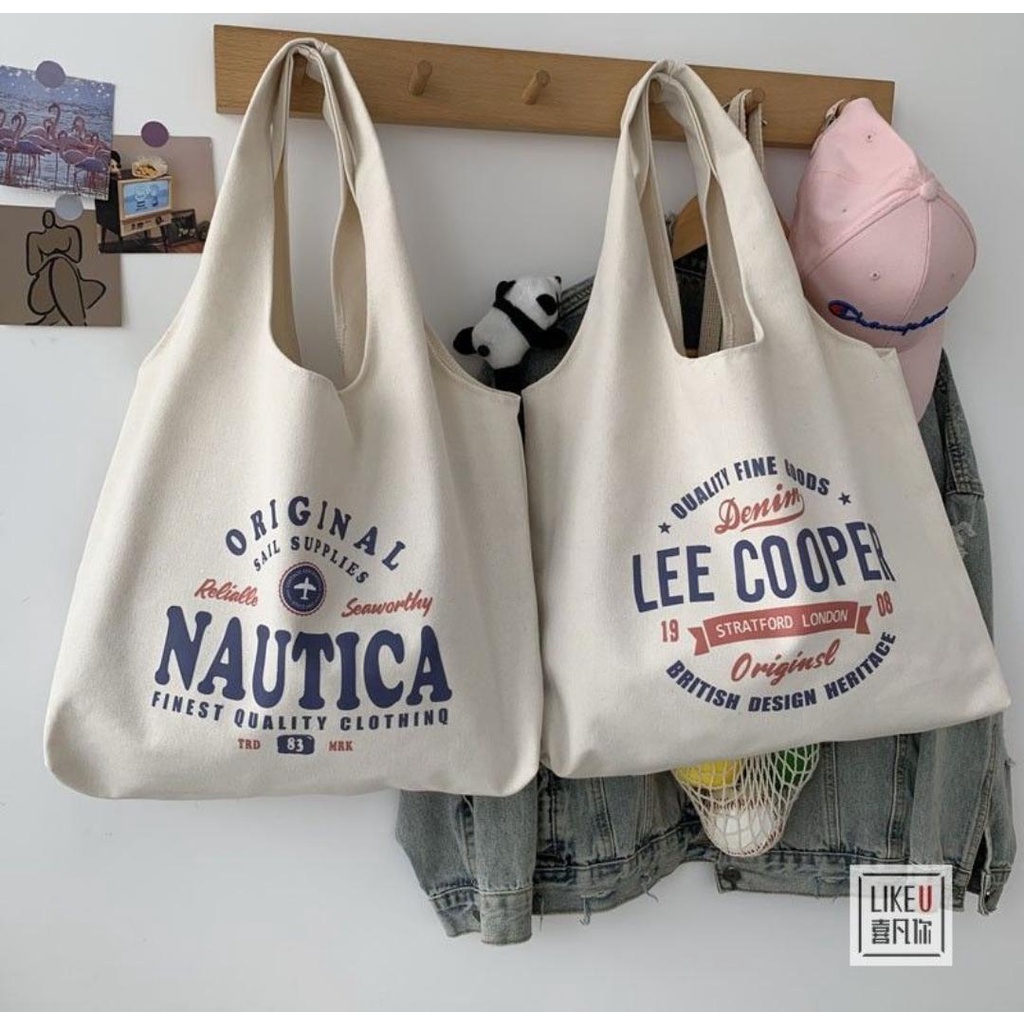 ToteBag Kanvas NJS Big ToteBag Wanita ToteBag kekinian Totebag Estetic Totebag vintage