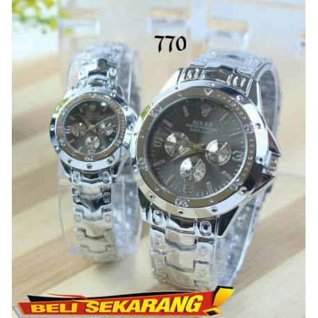 Terbatas jam tangan couple rolex / jtr 770 hitam Kekinian