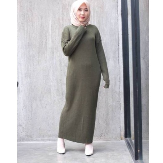 LONG DRESS PREMIUM / MEDARI LONG KNIT / Boxy Dress / Gamis Rajut / Dress Rajut Boxy Rajut