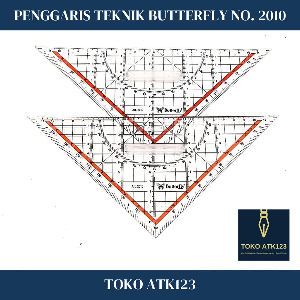 Penggaris Teknik / Penggaris Segitiga Merk Butterfly No. 2010