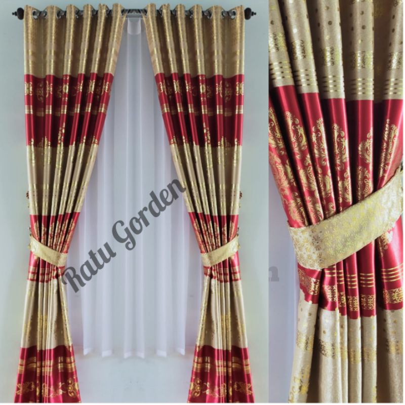 Gorden jendela 2 kaca 150x200cm/Gorden pintu kamar  1 set 100x200cm/Hordeng jendela 2 kaca