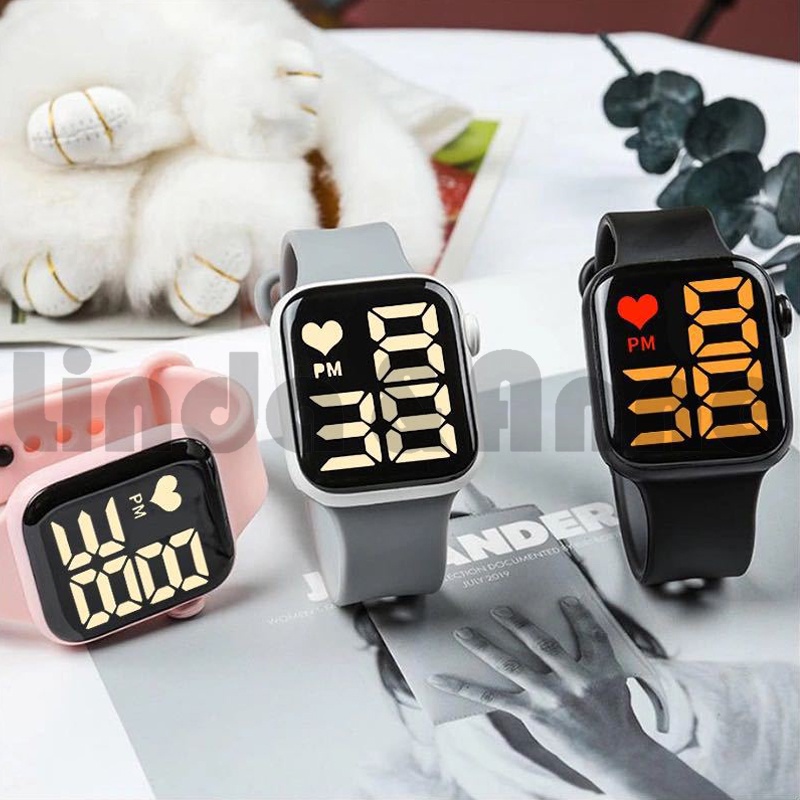 Jam Tangan LED Digital Rubber Electronic Fashion Import Pria Wanita Anak Remaja Premium