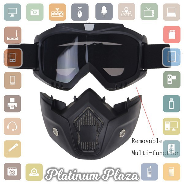 TaffSPORT BOLLFO Kacamata Goggles Mask Motor Retro Anti Gla`15LOHX- Black/Silver