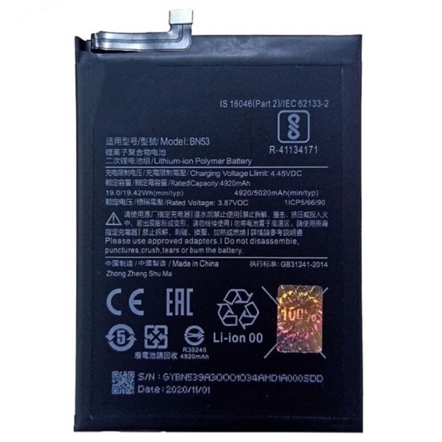 Batterai Xiaomi Redmi Note 9 Pro / Redmi Note 10 Pro / BN 53 Original Baterai BN53