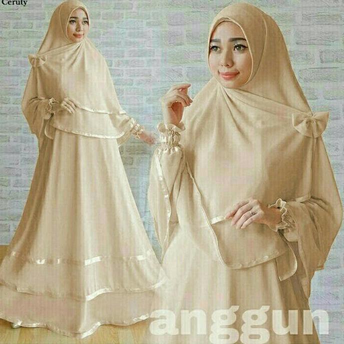 Gamis Modern Syari Bergo Line ANGGUN Coksu Gamis Brokat Terbaru 2017