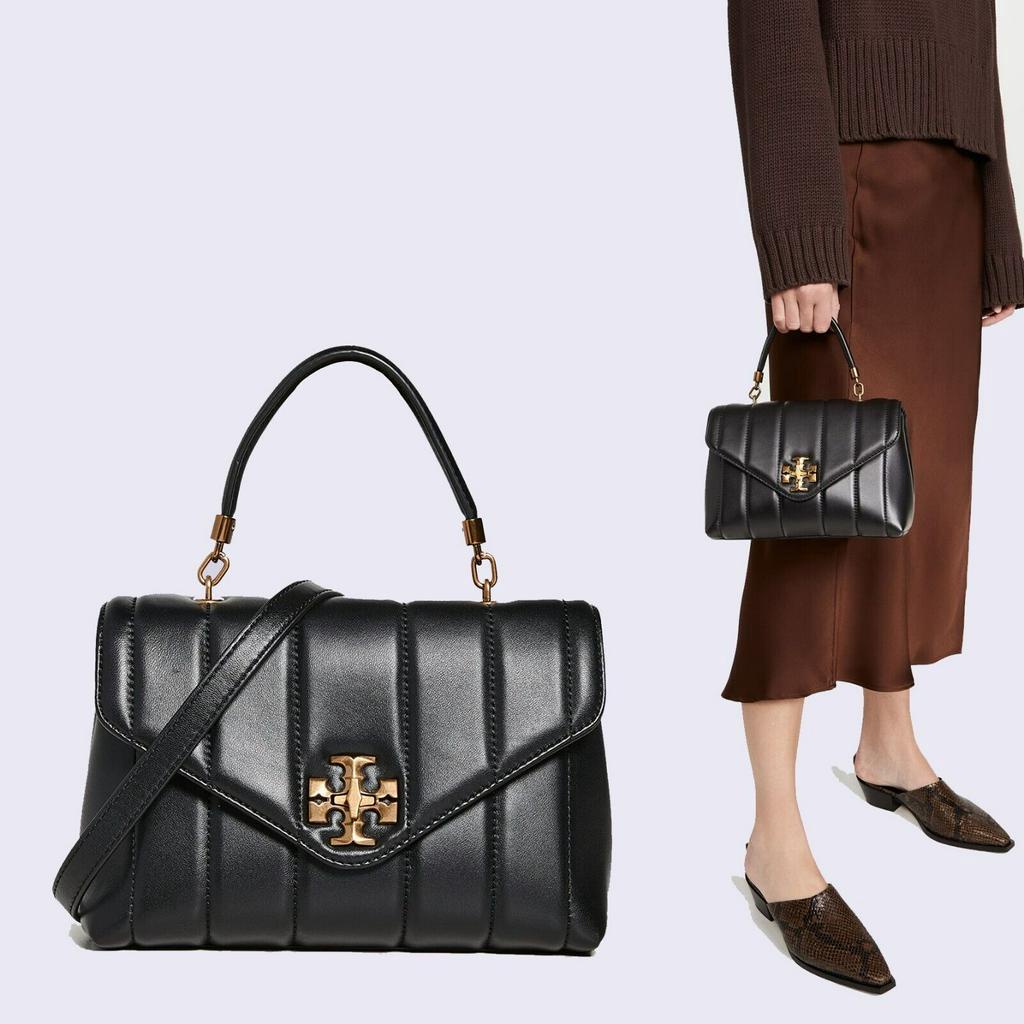 Tory Burch 83943 Kira Chevron Quilted Small Satchel Top-Handle Leather Bag