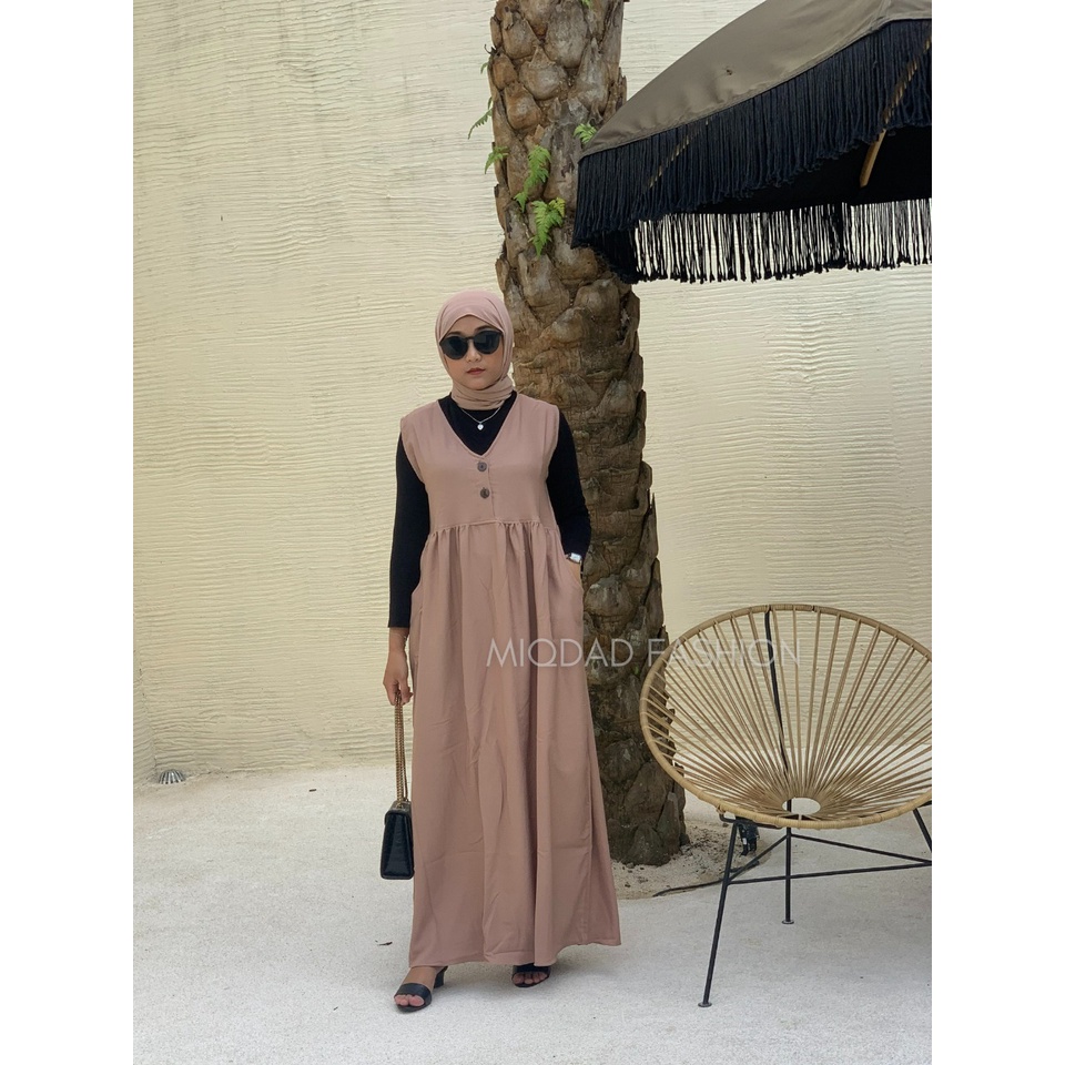 Scarla overall / Overall Kancing Depan /Fashion Muslim Remaja / Inner dress tanpa lengan/Inner Bumil Busui/Inner Gamis Tanpa Lengan/Inner Long Dress /-2
