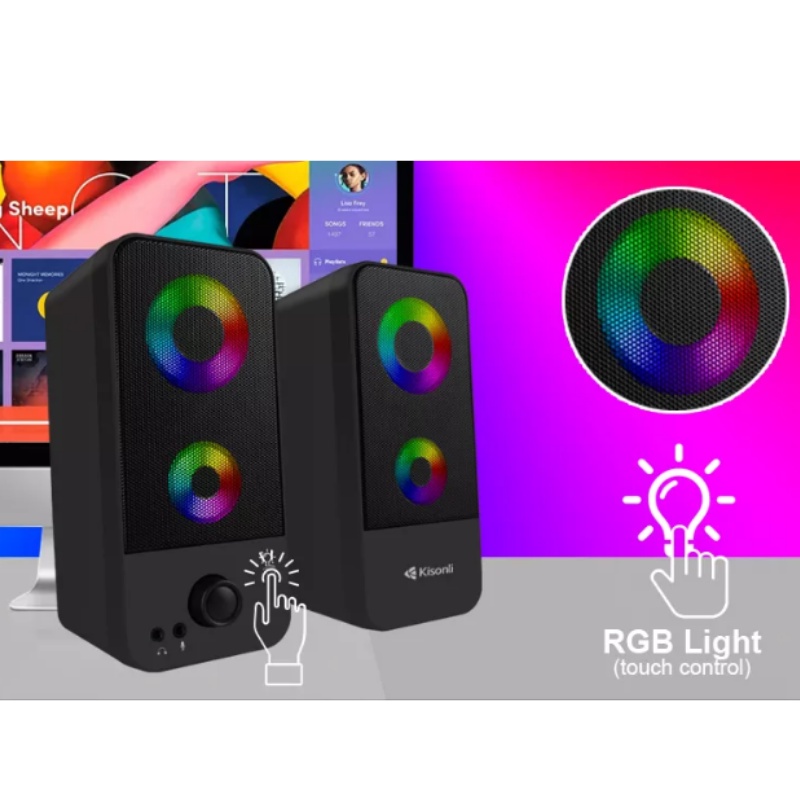 Speaker Aktif 2.0 Komputer Laptop Dual Bass Colorfull RGB USB Power X9 - ACS