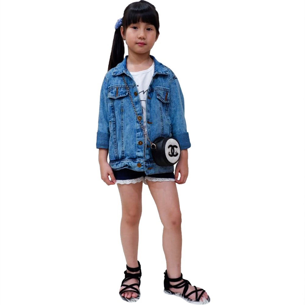 Jaket Jeans Denim Outdoor Washed anak remaja Unisex - XSHOP Shens girl