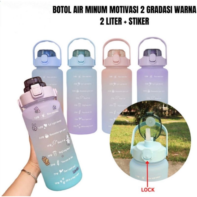 botol minum viral botom air minum motivasi botol minum besar gradasi 2 liter