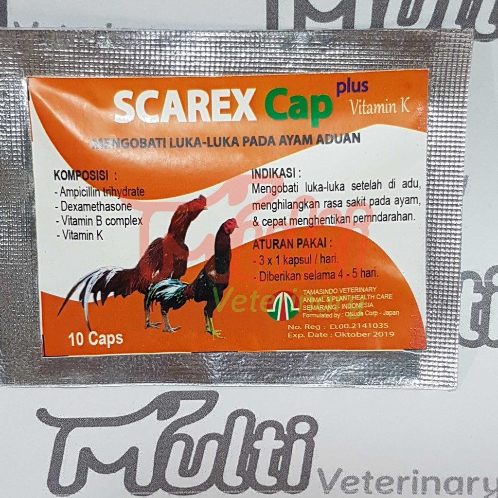 SCAREX Cap plus Vitamin K B complex Mengobati Luka pada Ayam Aduan Adu 10 kapsul